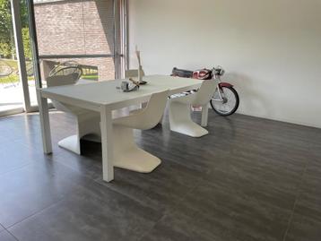 Glazen eettafel en stoelen, Enlèvement, Utilisé, Rectangulaire, 200 cm ou plus