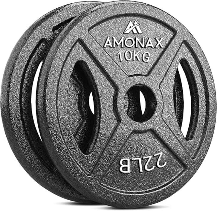 Amonax Gietijzeren halterschijvenset 2 x 10kg GRATIS LEV, Sport en Fitness, Fitnessmaterialen, Nieuw, Halterschijven, Verzenden