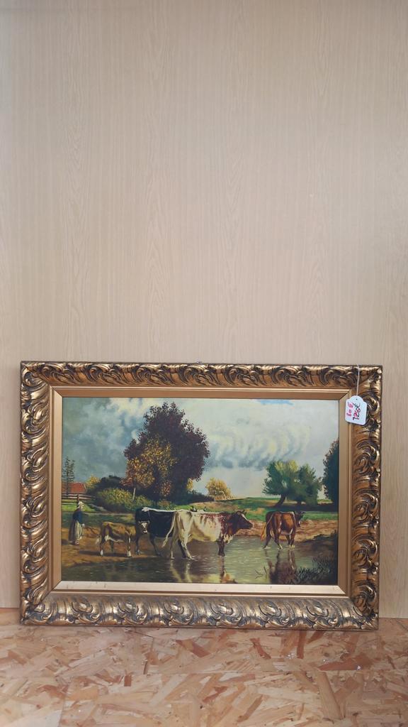 Prachtig landelijk schilderij met koeien, Antiek en Kunst, Kunst | Schilderijen | Klassiek, Ophalen