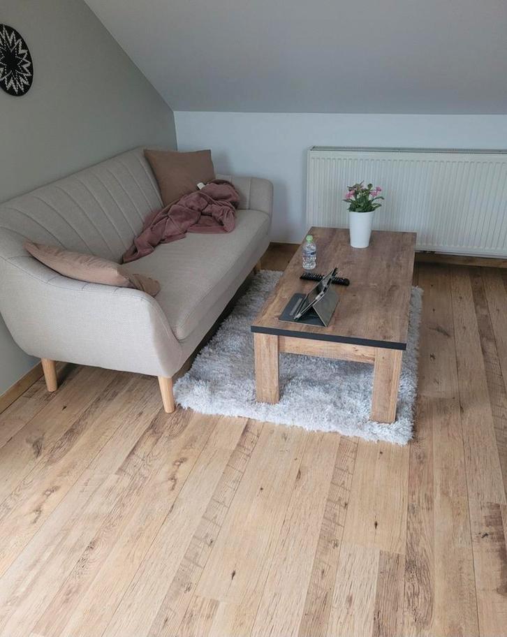 Stijlvolle 2-Zitsbank  en Bijpassende Tafel, Huis en Inrichting, Zetels | Zetels en Chaises Longues, Zo goed als nieuw, Stof, Ophalen