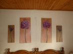 Schilderijen (4-luik) rozen, handgeschilderd, Antiek en Kunst, Ophalen