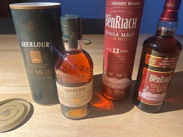 Whisky aberlour 16 en benriach 12 sherry cask beschikbaar voor biedingen