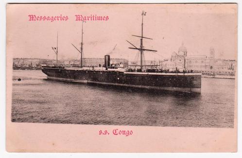 CP du S.S. CONGO, paquebot des Messageries Maritimes franç., Collections, Cartes postales | Thème, Non affranchie, Avant 1920