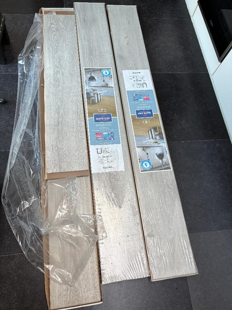QuickStep Laminaat | Woodland Oak Light Grey | < 9m², Doe-het-zelf en Bouw, Vloerdelen en Plavuizen, Nieuw, Laminaat, Hout, 150 cm of meer