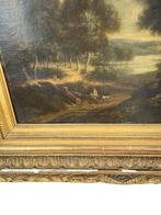 Olieverf op doek 19e eeuwse Jager landschap Europese school, Antiek en Kunst, Kunst | Schilderijen | Klassiek, Ophalen