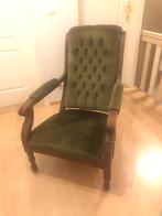 Fauteuil vintage en velours vert, Maison & Meubles, Fauteuils, Enlèvement, Utilisé, Bois