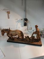 Boer ploegt met paard plaaster, Antiek en Kunst, Ophalen