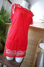 vintage dressing fijn rood gedetailleerde mini-jurk, Kleding | Dames, Maat 38/40 (M), Vintage Dressing, Ophalen of Verzenden, Knielengte