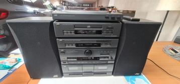 ‼CHAINE HIFI JVC COMPLET DOUBLE K7 RADIO AMPLI EQUALIZER HP 