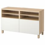 Meuble TV Ikea blanc et chêne blanchi 120 cm large, Ophalen, 100 tot 150 cm, Minder dan 100 cm