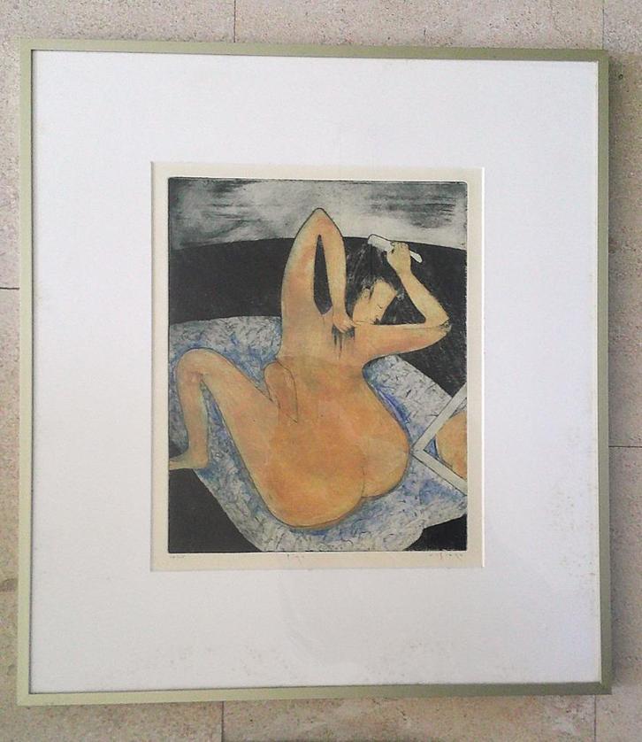 Naakt voor (deel) spiegel '92 - Mark Visione (1953), Antiek en Kunst, Kunst | Etsen en Gravures, Ophalen of Verzenden
