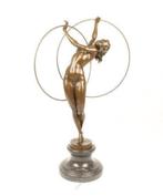 bronzen sculptuur ,dansende vrouw met ringen, Antiek en Kunst, Ophalen of Verzenden
