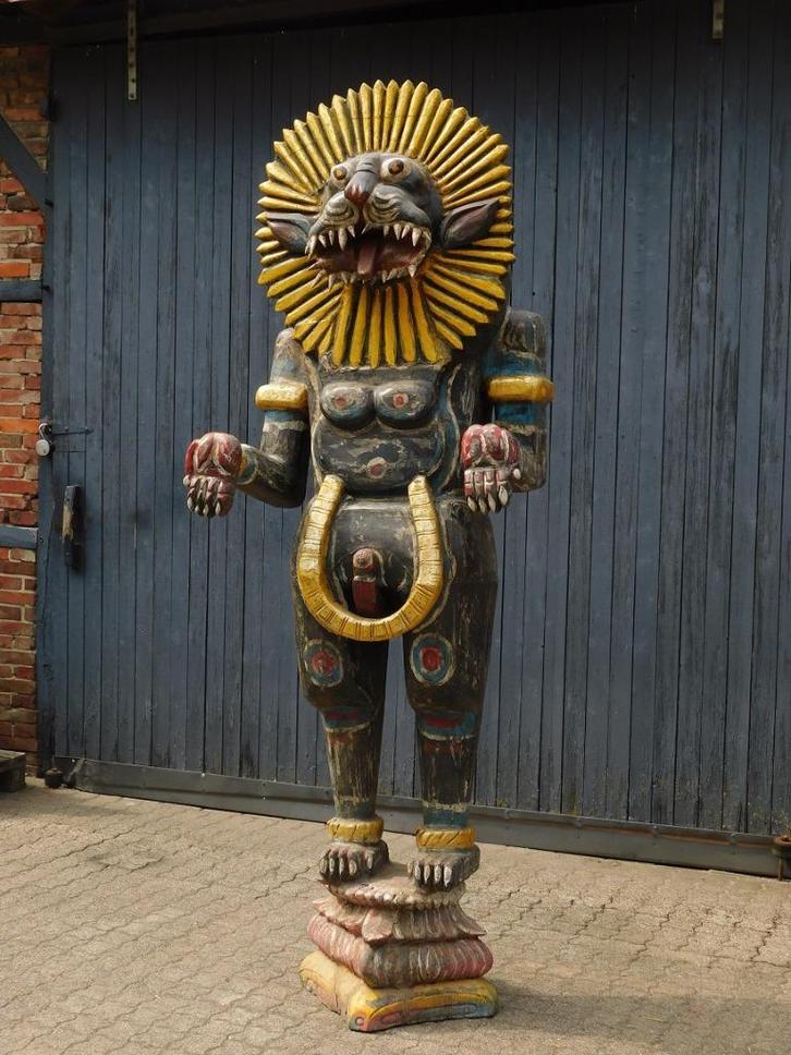 Historische Balinese Tijger XXL - Hangemaakt van Hout, Antiek en Kunst, Kunst | Beelden en Houtsnijwerken, Ophalen of Verzenden