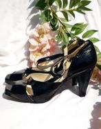 e  sandalen met hak van echt leer (Portugal), Kleding | Dames, Schoenen, Zwart, Gedragen, Sandalen of Muiltjes, Ophalen of Verzenden