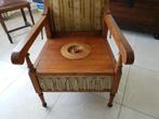 Chaise de toilette ancienne de 1910 avec franges et 11 suppo, Comme neuf, Brun, Bois, Enlèvement