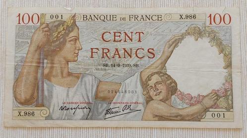 France 1939 - 100 Francs ‘Sully’ X.986 001 - P# 94 - VVF, Postzegels en Munten, Bankbiljetten | Europa | Niet-Eurobiljetten, Los biljet