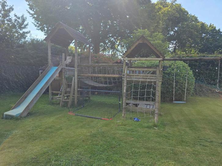 Speeltuin, Kinderen en Baby's, Speelgoed | Buiten | Speeltoestellen, Gebruikt, Glijbaan, Klimnet, Loopbrug, Schommel, Zandbak