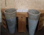 Neuf- meuble sdb en Teak avec ses 2 lavabos + miroir, 150 à 200 cm, Neuf, Meuble lavabo