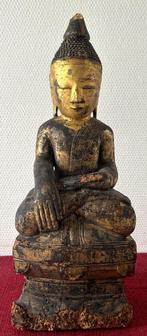 Oude 17e eeuwse Boeddha van hout en goudlak, Antiek en Kunst, Kunst | Niet-Westerse kunst, Ophalen of Verzenden