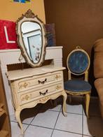 Vintage kaptafel/commode met spiegel + Louis XVI-stijl stoel, Ophalen