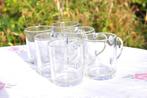 6 mugs en verre transparent, Maison & Meubles, Comme neuf, Tasse(s) et/ou soucoupe(s), Enlèvement ou Envoi, Verre