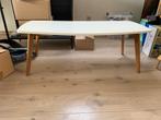 Salontafeltje wit en hout, Ophalen, Gebruikt, 75 cm of meer, Rechthoekig