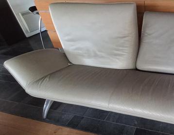 Canapé LEOLUX Panta Rhei 3 Places cuir gris clair L:216cm, Enlèvement, Trois personnes, Banc droit, Cuir