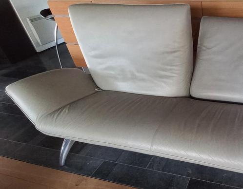 LEOLUX Panta Rhei 3-zits lichtgrijze leren bank L:216cm, Huis en Inrichting, Zetels | Zetels, Rechte bank, Driepersoons, Leer