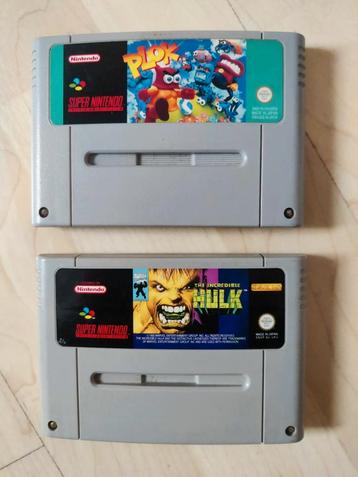 Twee spellen The Hulk en plok Nintendo super Nintendo snes beschikbaar voor biedingen