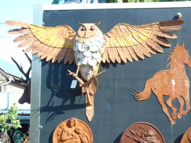 statue d un hibou murale en fer forgé ., Jardin & Terrasse, Décoration murale de jardin, Neuf, Enlèvement ou Envoi