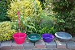 Set schalen, kleurrijke plantenbakken! Zeer goede conditie!, Tuin, Overige materialen, Rond, Minder dan 60 cm