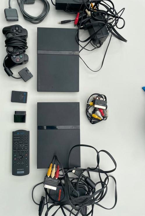 2x PlayStation 2 slimline met 52 spellen, Games en Spelcomputers, Spelcomputers | Sony PlayStation 2, Gebruikt, Slim, Zwart, Met 1 controller