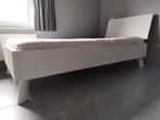 1 persoonsbed wit met ruggensteun, Huis en Inrichting, Slaapkamer | Bedden, Ophalen, Gebruikt