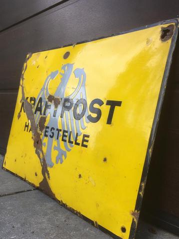 Origineel emaille reclamebord ‘Kraftpost ‘! beschikbaar voor biedingen
