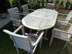 Teakhouten tuinset met 6 stoelen, Tuin en Terras, Ophalen, Gebruikt, Tuinset
