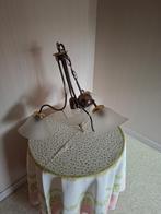 Luster voor 4 lampen (1 centraal, 3 errond), max 40 watt, Huis en Inrichting, Lampen | Kroonluchters, Ophalen, Gebruikt, Glas