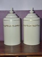 2 Pots et Couvercles Blanc Cassé et Dorure, Enlèvement, Utilisé