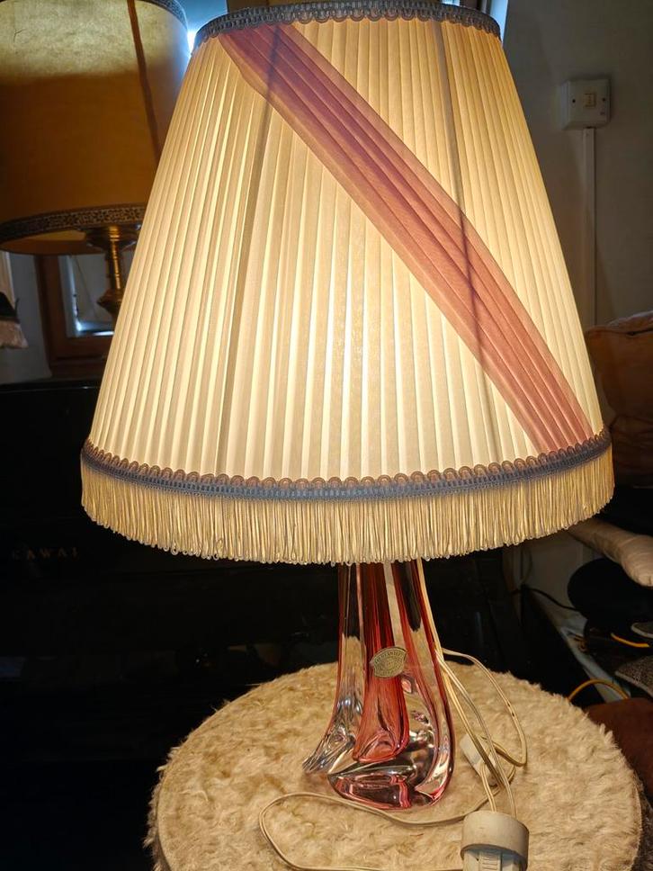 Val Saint Lambert lamp met originele kap, Antiek en Kunst, Antiek | Glaswerk en Kristal, Ophalen