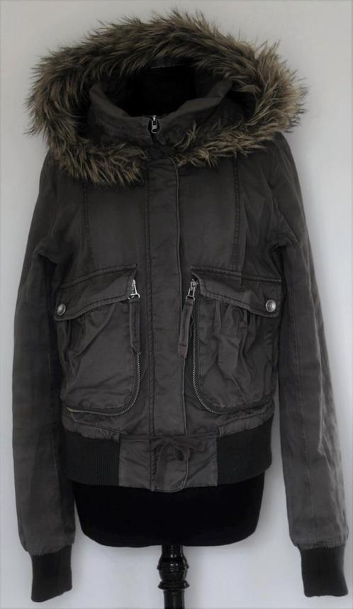 Fornarina : winterjas jas mantel donkergrijs, met kap, Mt: L, Kleding | Dames, Jassen | Winter, Zo goed als nieuw, Maat 42/44 (L)