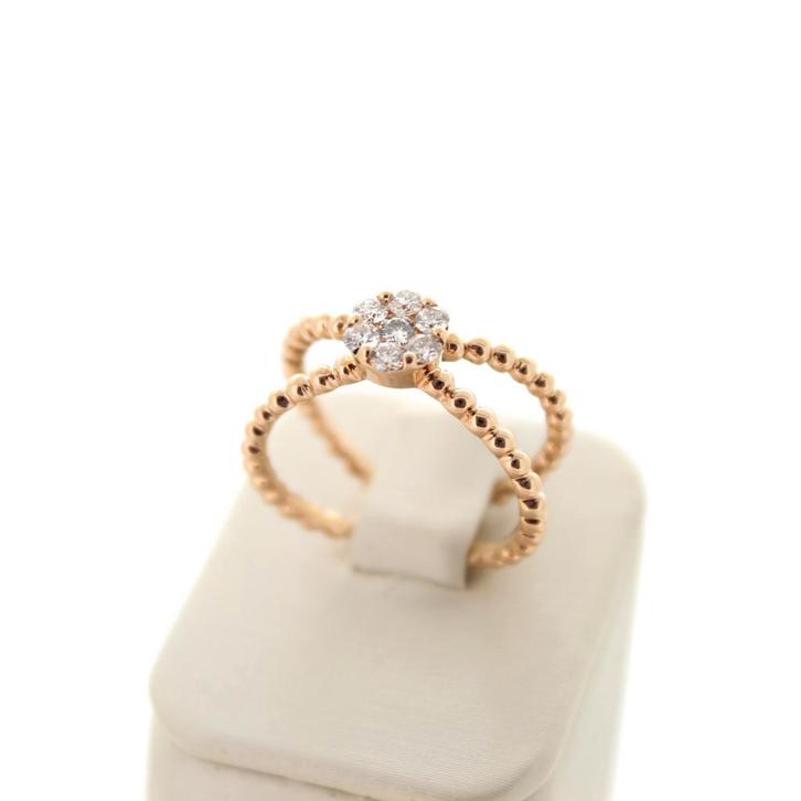 Ring rosé goud 18 karaat briljanten, Handtassen en Accessoires, Ringen, Goud, Goud, Ophalen