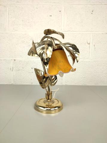 Vintage bloemlamp met glaspasta kelk, Enlèvement ou Envoi