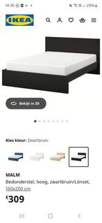 Ikea MALM bedframe, Huis en Inrichting, Slaapkamer | Bedden, Overige materialen, Gebruikt, Zwart, Tweepersoons