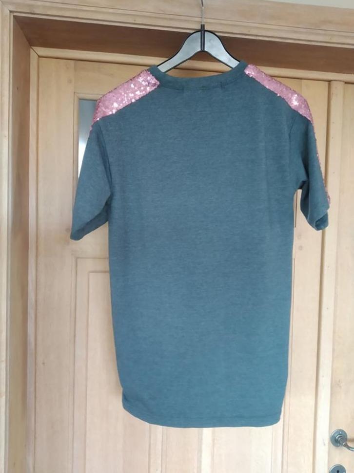 Cool grijs kleedje met roze pailletten Lewis & Melly 13 jaar, Kinderen en Baby's, Kinderkleding | Maat 158, Zo goed als nieuw