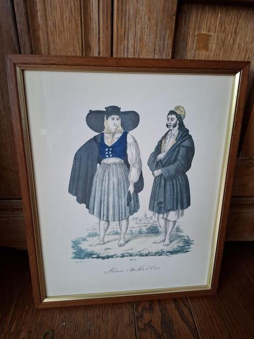 Antieke prent uit 19e eeuw, Antiek en Kunst, Kunst | Tekeningen en Fotografie, Ophalen