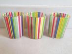 3 glazen theelichthouders regenboogkleuren H 7cm diam 5cm, Ophalen
