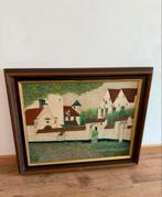 Authentiek schilderij met houten lijst + handtekening., Antiek en Kunst, Ophalen