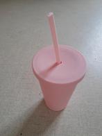 Roze drinkbeker met rietje, Ophalen, Zo goed als nieuw