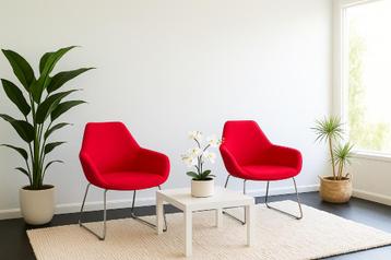  Set van 2 designstoelen FAN 10V CHR NEXT + witte tafel beschikbaar voor biedingen