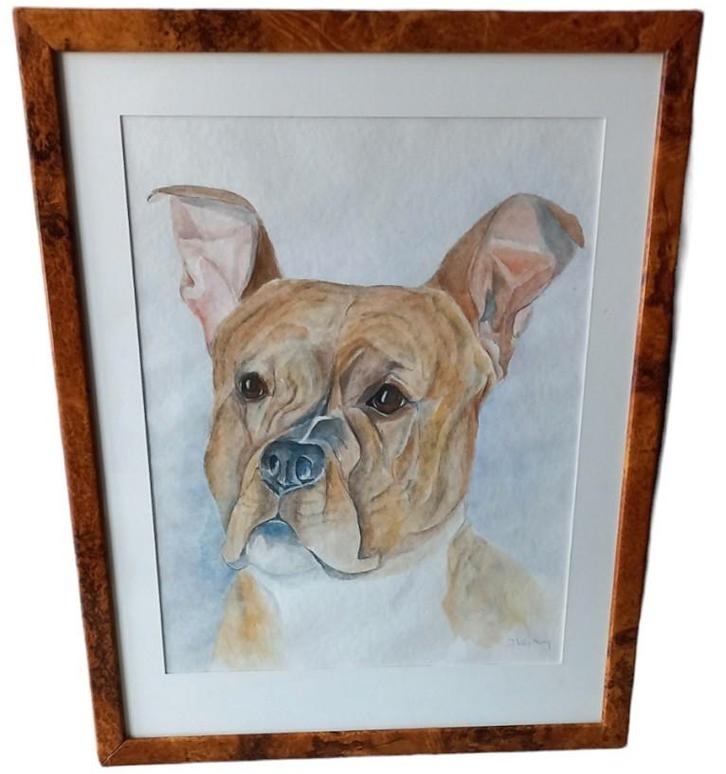 aquarel J. Van Roey "hond", Antiek en Kunst, Kunst | Schilderijen | Klassiek, Ophalen