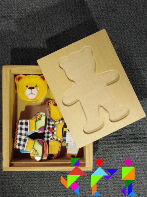 Verkleedpuzzel - Willi beer - houten speelgoed 18 stukjes, Kinderen en Baby's, Speelgoed | Kinderpuzzels, Zo goed als nieuw, 2 tot 4 jaar